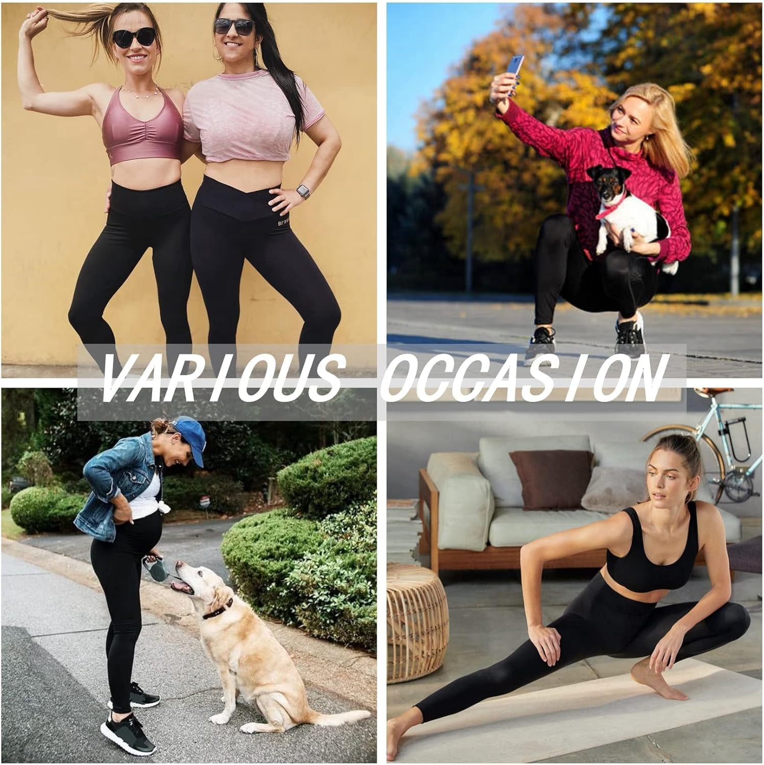 7 Pack High Waisted Leggings for Women, Black Soft Workout Athletic Yoga Leggings