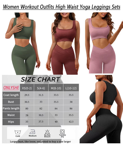 Women Workout Sets Yoga Outfits Seamless Sports Bra and High Waist Leggings Gym Clothes Tracksuit